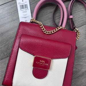 Coach Women's Red and White Leather Bag